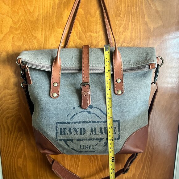 Myra Canvas & Leather Tote Crossbody Bag - Picture 4 of 8